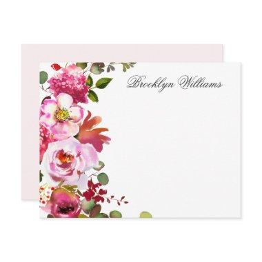 Blush Pink Botanical Floral Personalized Note Invitations