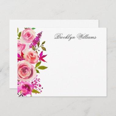 Blush Pink Botanical Floral Personalized Note Invitations