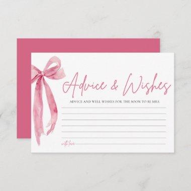 Blush Pink Bow Bridal Shower Advice & Wishes Invitations