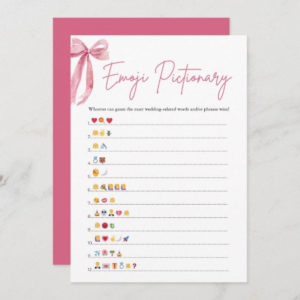 Blush Pink Bow Bridal Shower Emoji Pictionary Game Invitations