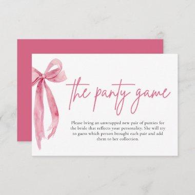 Blush Pink Bow Bridal Shower The Panty Game Invitations