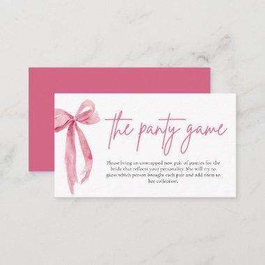 Blush Pink Bow Bridal Shower The Panty Game Enclosure Invitations