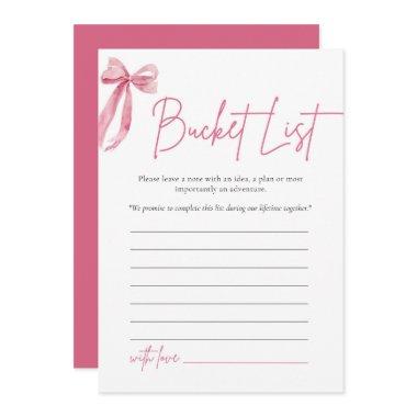 Blush Pink Bow Bucket List Bridal Shower Game Invitations