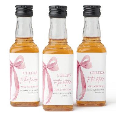 Blush Pink Bow Cheers To The Future  Liquor Bottle Label