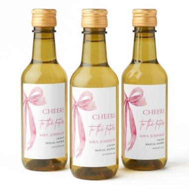 Blush Pink Bow Cheers To The Future  Wine Label