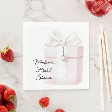 Blush Pink Bow Gift Heart Charm  Napkins