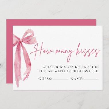 Blush Pink Bow Guess How Many Kisses Game Invitations