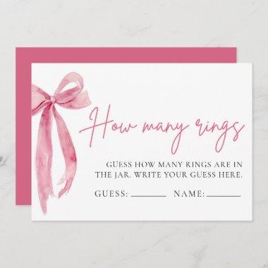 Blush Pink Bow Guess How Many Rings Game Invitations
