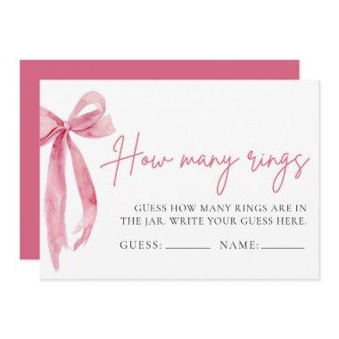 Blush Pink Bow Guess How Many Rings Game Invitations