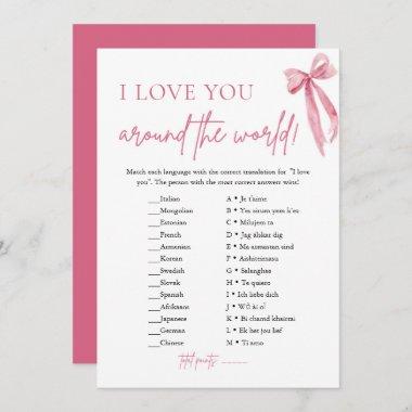 Blush Pink Bow I Love You Around the World Game Invitations