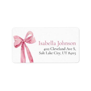 Blush Pink Bow She's Tying the Knot Address Label