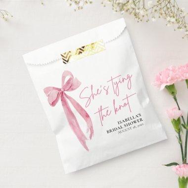 Blush Pink Bow She's Tying the Knot Bridal Shower Favor Bag