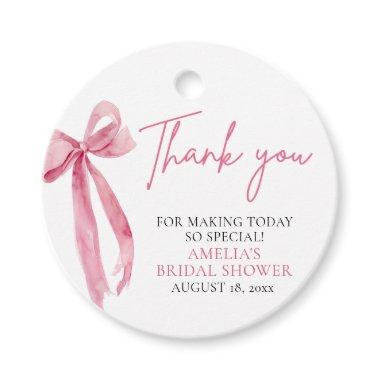 Blush Pink Bow She's Tying the Knot Bridal Shower Favor Tags