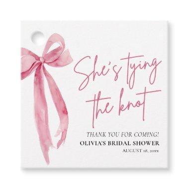 Blush Pink Bow She's Tying the Knot Bridal Shower Favor Tags