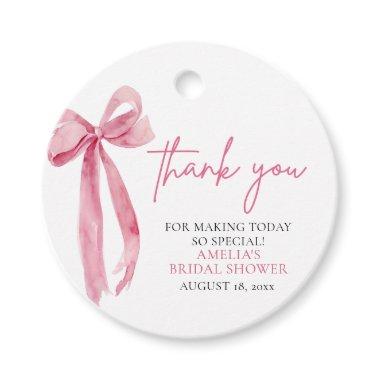 Blush Pink Bow She's Tying the Knot Bridal Shower Favor Tags