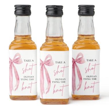 Blush Pink Bow She's Tying the Knot  Liquor Bottle Label