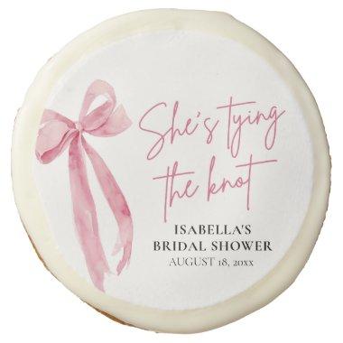 Blush Pink Bow She's Tying the Knot  Sugar Cookie