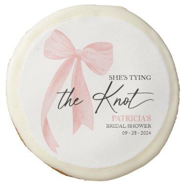 Blush Pink Bow She's Tying the Knot  Sugar Cookie