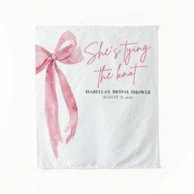 Blush Pink Bow She's Tying the Knot  Tapestry