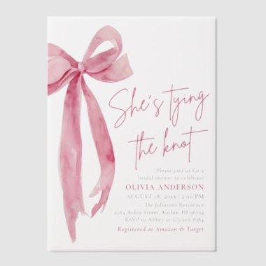 Blush Pink Bow She's Tying the Knot  Vellum