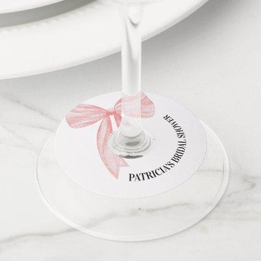 Blush Pink Bow She's Tying the Knot  Wine Glass Tag
