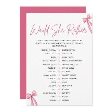 Blush Pink Bow Would She Rather  Game