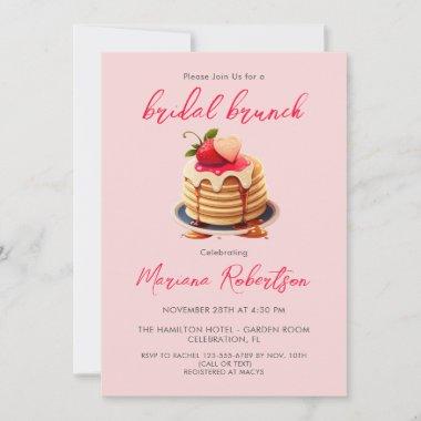 Blush Pink Bridal Brunch Pancakes Bridal Shower Invitations
