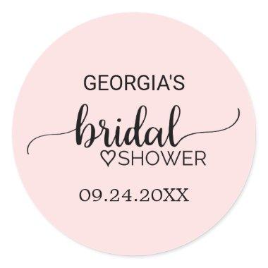 Blush Pink Calligraphy Bridal Shower Favor Sticker