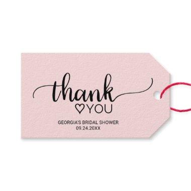 Blush Pink Calligraphy Thank You Bridal Shower Gift Tags