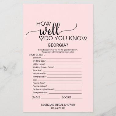 Blush Pink Calligraphy What's In Your Purse Game