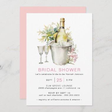 Blush Pink Champagne | Cute Casual Bridal Shower Invitations