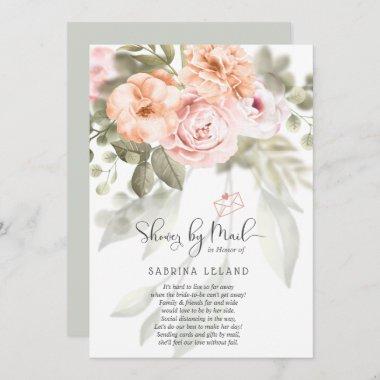 Blush Pink Coral Peonies Shower by Mail Invitations