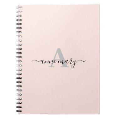 Blush Pink Custom Name Monogram Gift Favor Girly Notebook