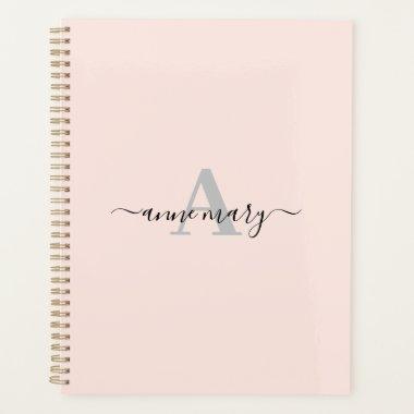 Blush Pink Custom Name Monogram Gift Favor Girly Planner