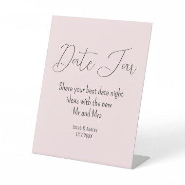Blush Pink Date Jar Wedding Shower Pedestal Sign