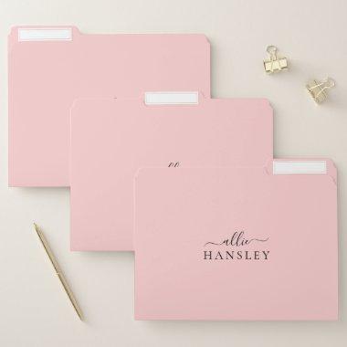 Blush Pink Dusty Pink Modern Minimalist Name File Folder