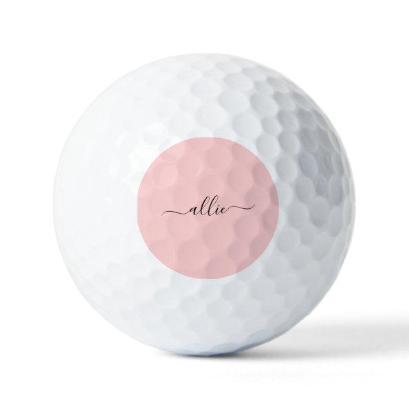 Blush Pink Dusty Pink Modern Minimalist Name Golf Balls