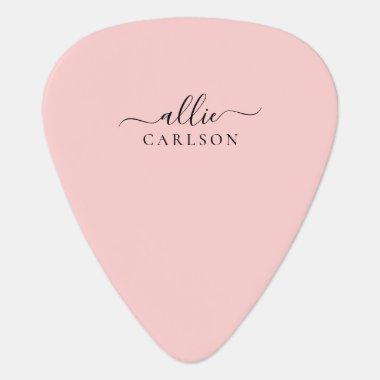 Blush Pink Dusty Pink Modern Minimalist Name Guitar Pick