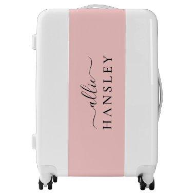 Blush Pink Dusty Pink Modern Minimalist Name Luggage