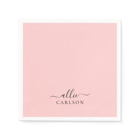 Blush Pink Dusty Pink Modern Minimalist Name Napkins