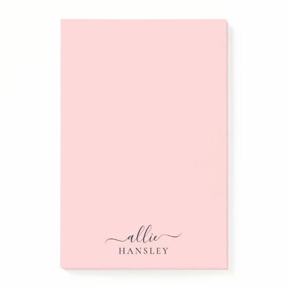 Blush Pink Dusty Pink Modern Minimalist Name Post-it Notes