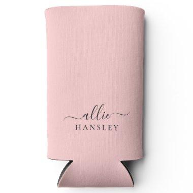 Blush Pink Dusty Pink Modern Minimalist Name Seltzer Can Cooler