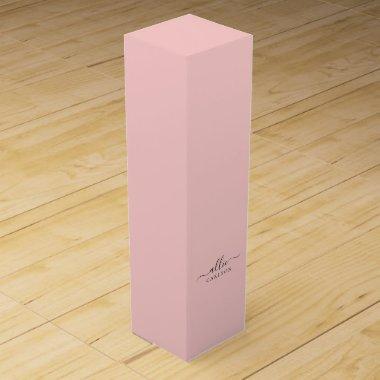 Blush Pink Dusty Pink Modern Minimalist Name Wine Box