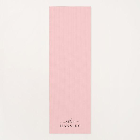 Blush Pink Dusty Pink Modern Minimalist Name Yoga Mat