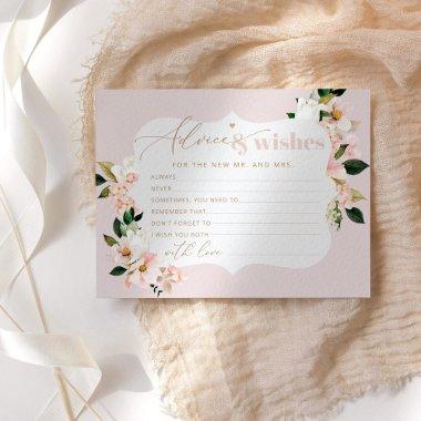 Blush pink floral advice and wishes bridal