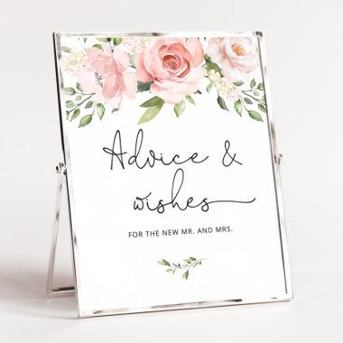 Blush pink floral advice and wishes for Newlyweds Poster