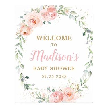 Blush Pink Floral Baby Shower Birthday Welcome Pos Poster