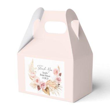 Blush Pink Floral Boho Pampas grass Bridal Shower Favor Boxes