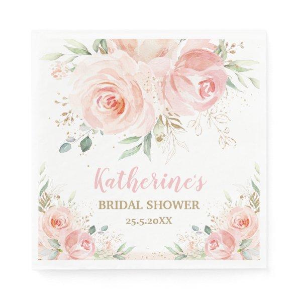 Blush Pink Floral Bridal Baby Shower Birthday Napkins