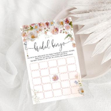 Blush Pink Floral Bridal Shower Bingo Game Invitations